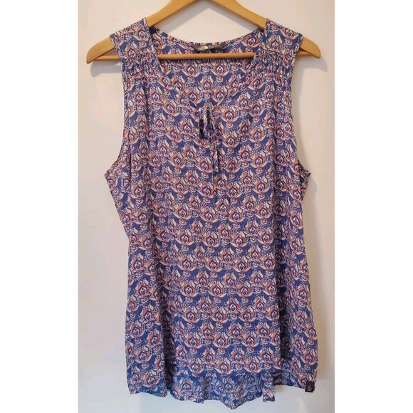 THE NORTH FACE Blouse Womens XL Blue Orange Sleeveless Boho Feminine Flowy - Picture 1 of 8